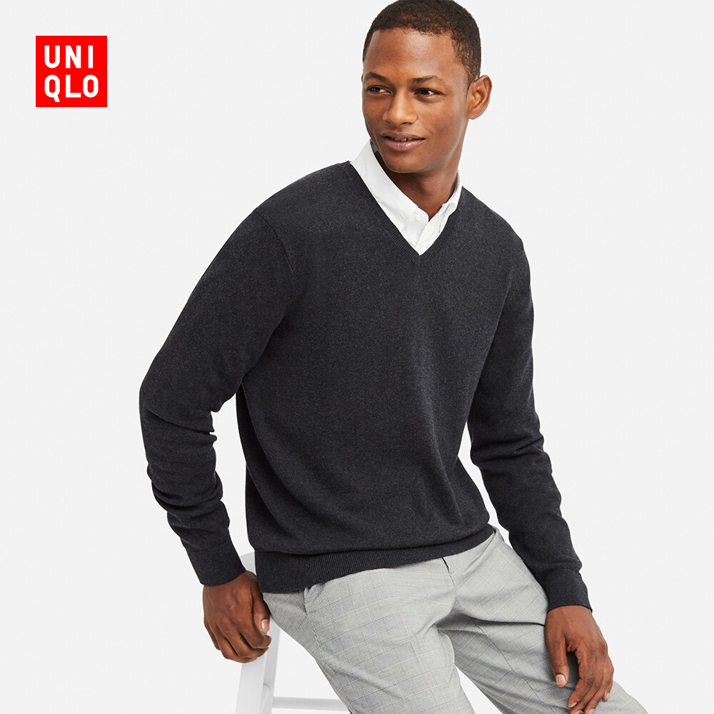 再降价: uniqlo 优衣库 413057 男士v领针织衫