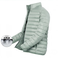 【白鸭绒】冬季新款男装轻薄羽绒服保暖立领潮流外套男士羽绒服 XXL 豆绿色