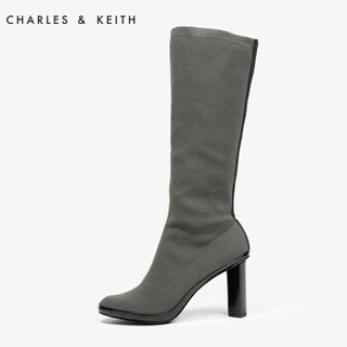 CHARLES & KEITH CK1-90900046 高跟圆头长筒靴 (34、蓝色)