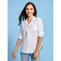 Old Navy女装 纯棉舒适纯色长袖衬衫 119384 165/92A(M) 亮白