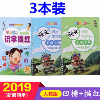 SHENG YOU 晟邮 人教版同步字帖 小学一年级下册 4本装 赠10支笔芯+1支笔杆+1个握笔器）