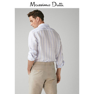 Massimo Dutti 00143033403 男士亚麻条纹衬衫