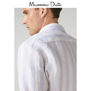 Massimo Dutti 00143033403 男士亚麻条纹衬衫