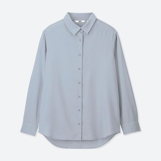 UNIQLO 优衣库 女装 花式衬衫(长袖) 408901 (62粉蓝色、L)