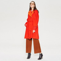 女收腰显瘦羊毛双面呢中长款大衣 170/92A 热火红