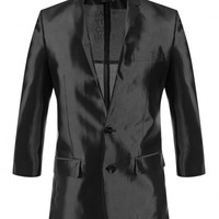 太平鸟男装春夏新品男士韩版修身西服外套 S 黑色