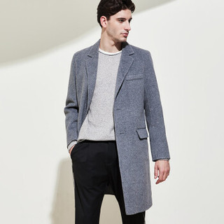 网易严选 1601010 男士纯羊毛大衣 (灰色、XL、羊毛呢)