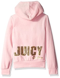 Juicy Couture 女童天鹅绒连帽外套长裤套装 浅粉色 2T