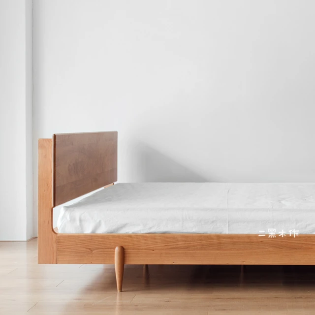 二黑木作 bed01 保龄双人床 黑胡桃 1500mm*2000mm