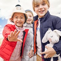 Annil 安奈儿 女童轻薄羽绒服 白粉花 140