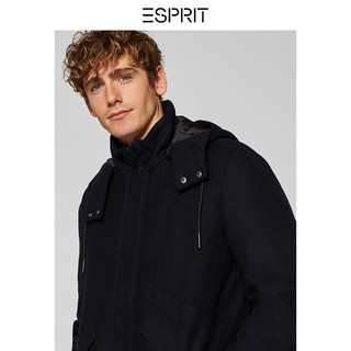 ESPRIT 108CC2G020 多口袋连帽可脱卸毛呢棉衣外套  