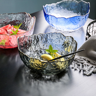 川岛屋日式金边透明玻璃碗蔬菜水果碗沙拉碗盘家用燕窝甜品酸奶碗