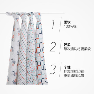 adenanais 新生婴儿棉纱布襁褓包巾 4条装 