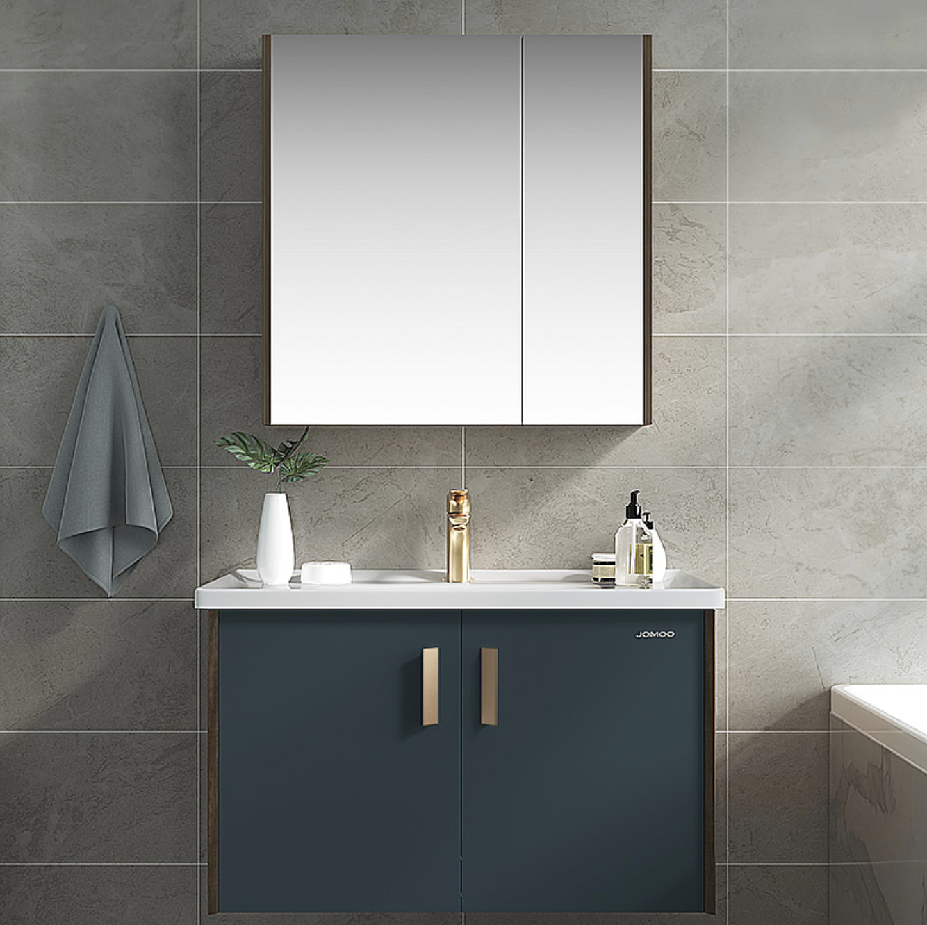 jomoo九牧浴室柜组合轻奢卫生间洗漱台挂壁洗脸池台盆柜a2402【预售7