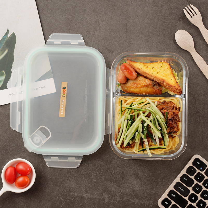 icook玻璃分隔饭盒700ml