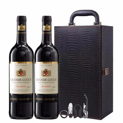 红酒礼盒 法国露歌原瓶进口干红葡萄酒礼盒双支装750ml*2 *3件