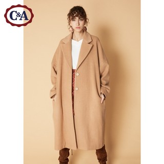 C＆A CA200211022-FD 中长宽松褶饰羊毛呢大衣