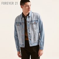 FOREVER 21 00262304 男士牛仔夹克 (纯棉、S、浅牛仔蓝)