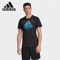 阿迪达斯 Adidas 短袖T恤棉男夏季运动上衣轻薄透气羽毛球服FM5574 黑色 XXXL