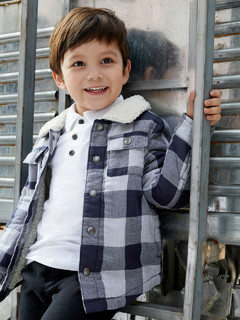 Old Navy男婴幼童 格纹衬衫领夹克 285910 90cm(2岁) 蓝色野牛格子花呢