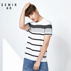 森马短袖T恤男装夏季韩版撞色条纹学院风体恤青少年潮