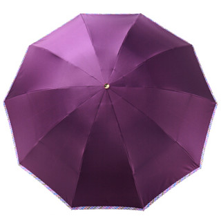 Paradise 天堂伞 31849ELCJ 碰击布黑胶三折晴雨伞 深紫