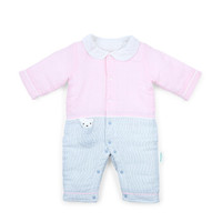 PurCotton 全棉时代 婴儿连体衣 厚款  73/48（建议6-12个月）粉白格 1件/装