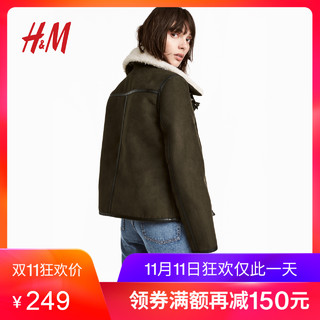 H＆M HM0576128 女士毛绒内里机车夹克