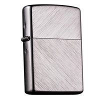  ZIPPO 之宝 24648 人字纹 拉丝镀铬 防风打火机 交叉鱼骨