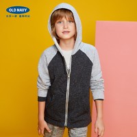 Old Navy 男童拼色插肩袖抓绒连帽卫衣