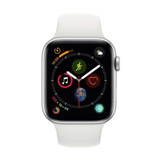 Apple 苹果 Watch系列 Watch Series 4 GPS款 智能手表 44mm 银色 白色硅胶表带 16GB（ECG、GPS、北斗、扬声器、温度计）