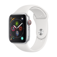  Apple 苹果 Apple Watch Series 4 智能手表 (银色铝金属、GPS+蜂窝网络、44mm、白色运动表带)