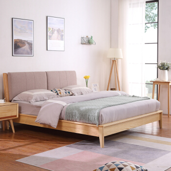 伊林雅北欧实木床白蜡木日床单床15002000mm架子床