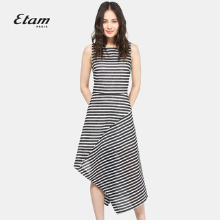 Etam 艾格 170122128 女士横条纹不规则下摆无袖背心连衣裙  (36S、彩色)