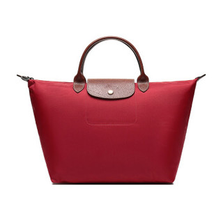 LONGCHAMP 珑骧女士LE PLIAGE系列红色织物短柄中号手提包 1623 089 545