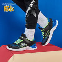 SKECHERS 斯凯奇 97757L 男童轻质防滑网布运动鞋 (黑色/蓝色/柠檬色、30码)