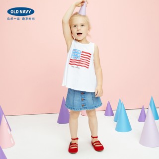 OLD NAVY 女幼童 休闲印花背心 (红色、90cm)