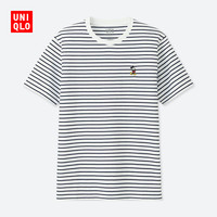 UNIQLO 优衣库 MICKEY STANDS 406148 男士条纹T恤 (白色、L)
