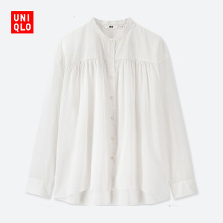 女装 全棉立领上衣(长袖) 411019 优衣库UNIQLO 白色