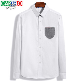 CARTELO 17054KE1803 男士休闲翻领长袖衬衫 白色 4XL