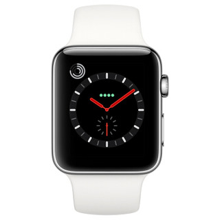 Apple 苹果 Apple Watch Series 3智能手表（GPS+蜂窝网络、42mm、不锈钢、白色运动型、MQQY2CH/A）