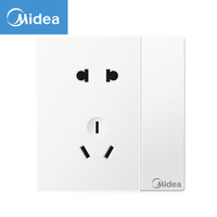 美的（Midea）插座电源面板86型五孔带开关5孔一开单开双控墙壁暗装雅白无边框E05