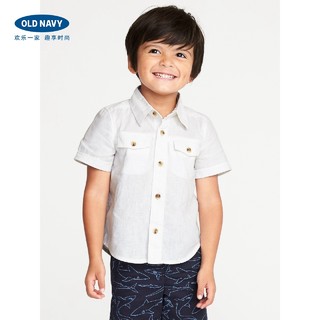 Old Navy 老海军 141291 男幼童亚麻混纺短袖衬衫