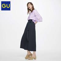 GU女装针织腰部蝴蝶结长裙松紧高腰垂感蓬松半身裙298046极优