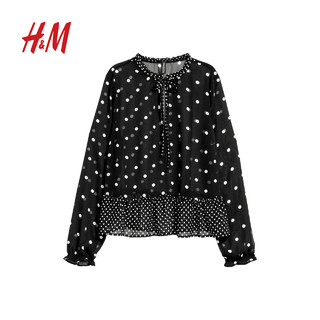 H＆M DIVIDED 0614889 雪纺衬衫女长袖