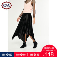 西雅衣家 C&A CA200197372 女士丝绒百褶半身裙