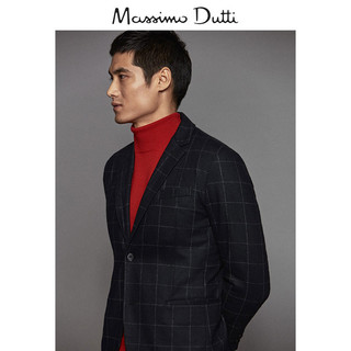 Massimo Dutti 02019600401 男士修身款格纹西装外套 