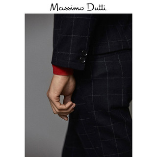 Massimo Dutti 02019600401 男士修身款格纹西装外套 