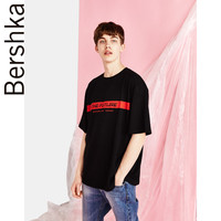 Bershka 巴适卡 03068111800 男士宽松字母印花T恤