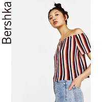 Bershka 02636831906 女士一字肩短袖T恤 